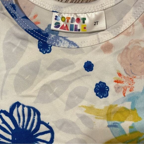 Dot Dot Smile 3 Sleeveless Twirl Floral Pattern Dresses Orange White Blue sz 2T - Picture 7 of 12